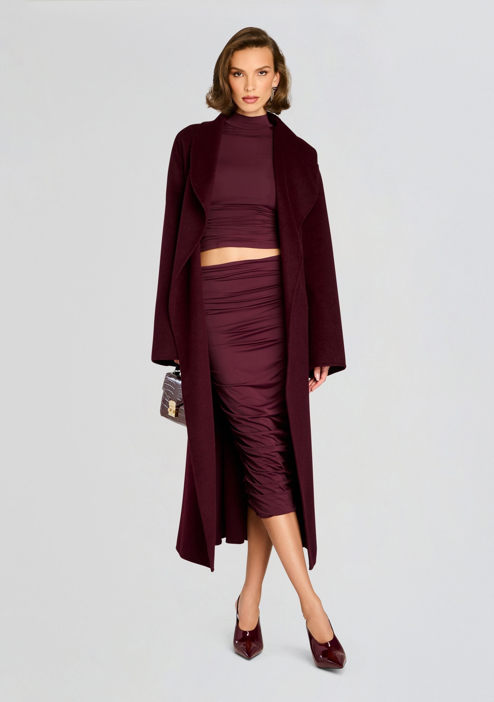 DARCY MID RISE RUCHED MIDI SKIRT - 5