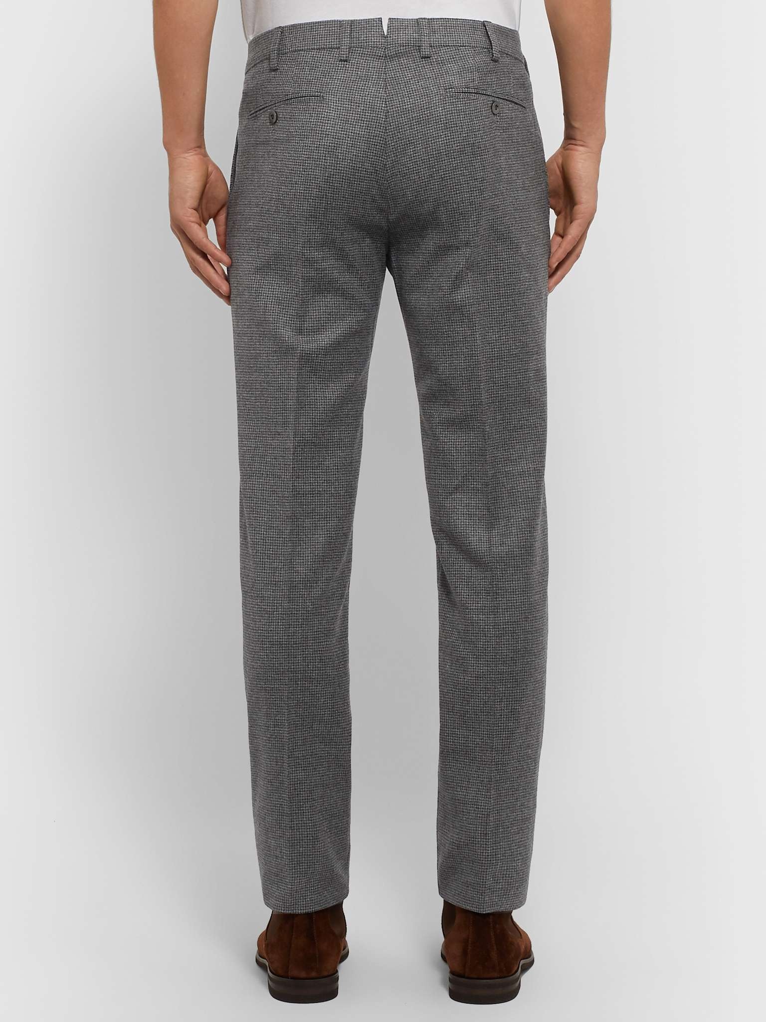 Grey Slim-Fit Puppytooth Virgin Wool and Cashmere-Blend Trousers - 5