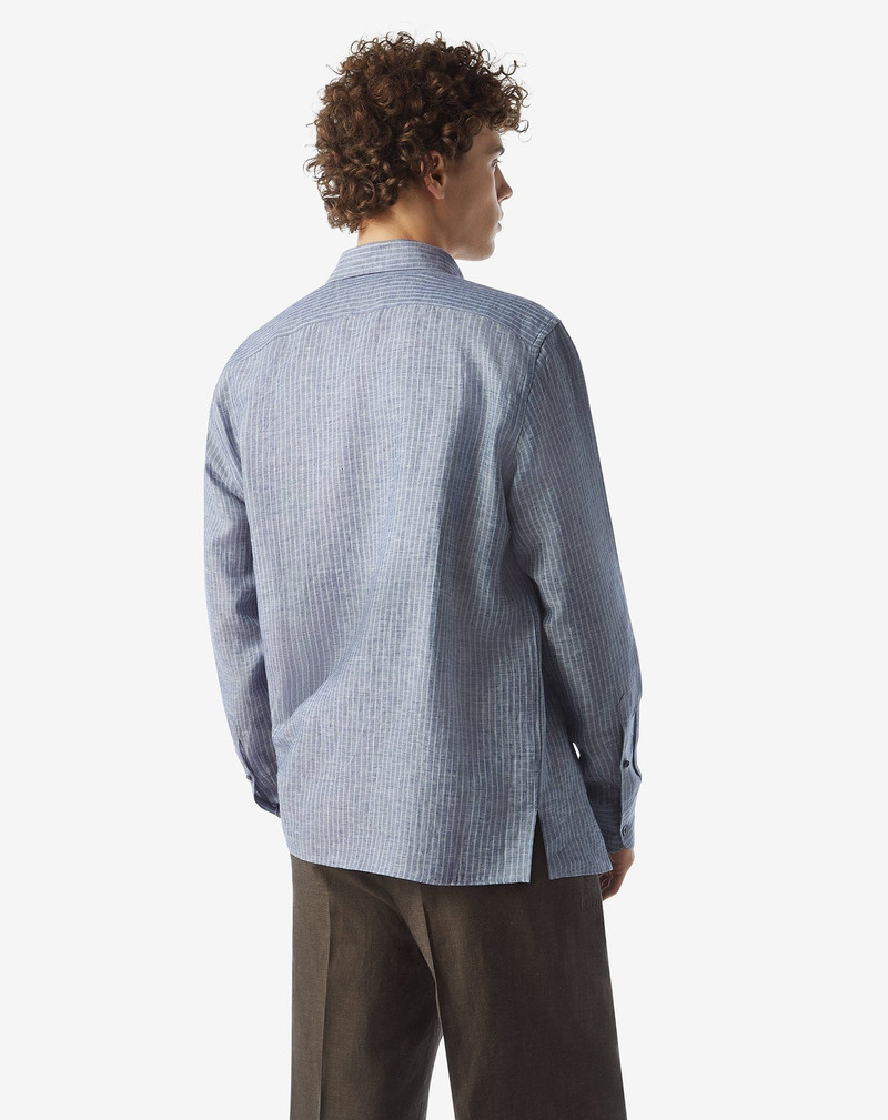 Blue striped pure linen shirt 3