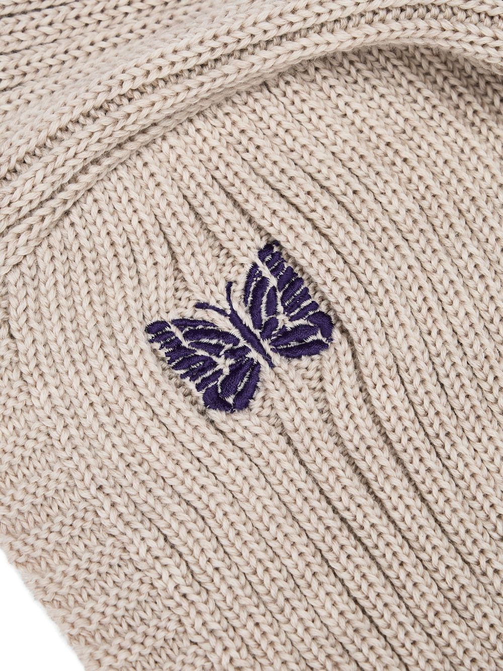 embroidered-butterfly rib-knit balaclava - 3