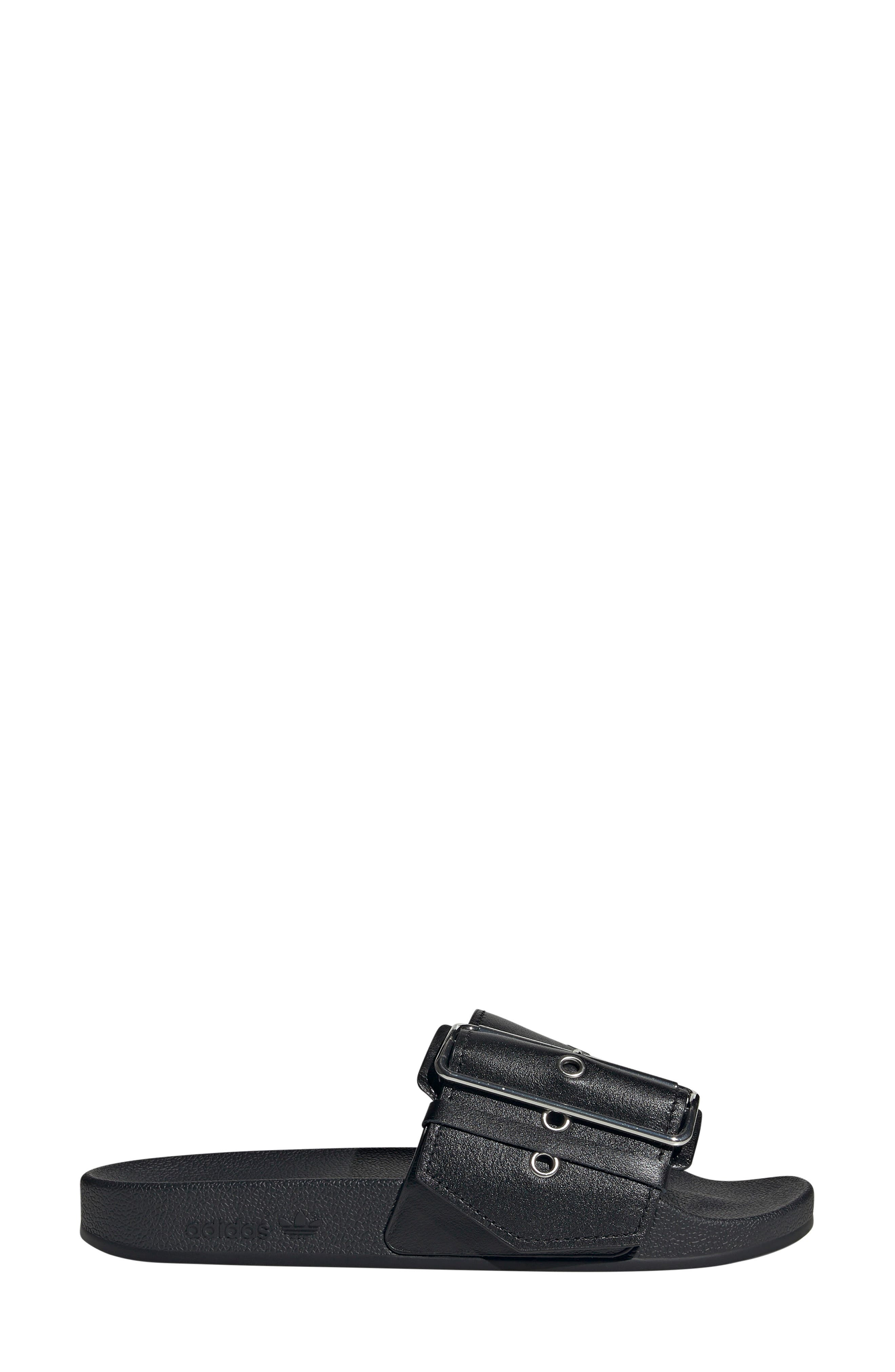 adidas Adilette Comfort Slide Sandal in Black/Black/Silver Metallic at Nordstrom - 3
