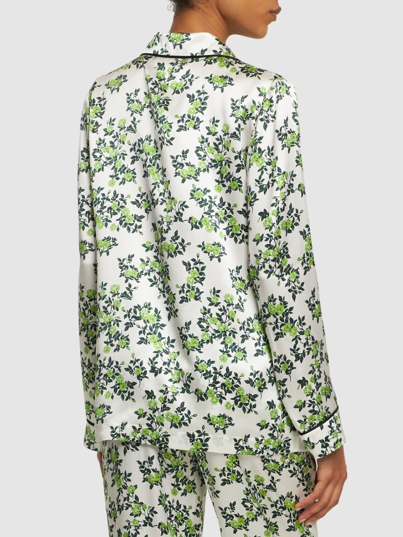 Trina printed silk satin pajama shirt - 3
