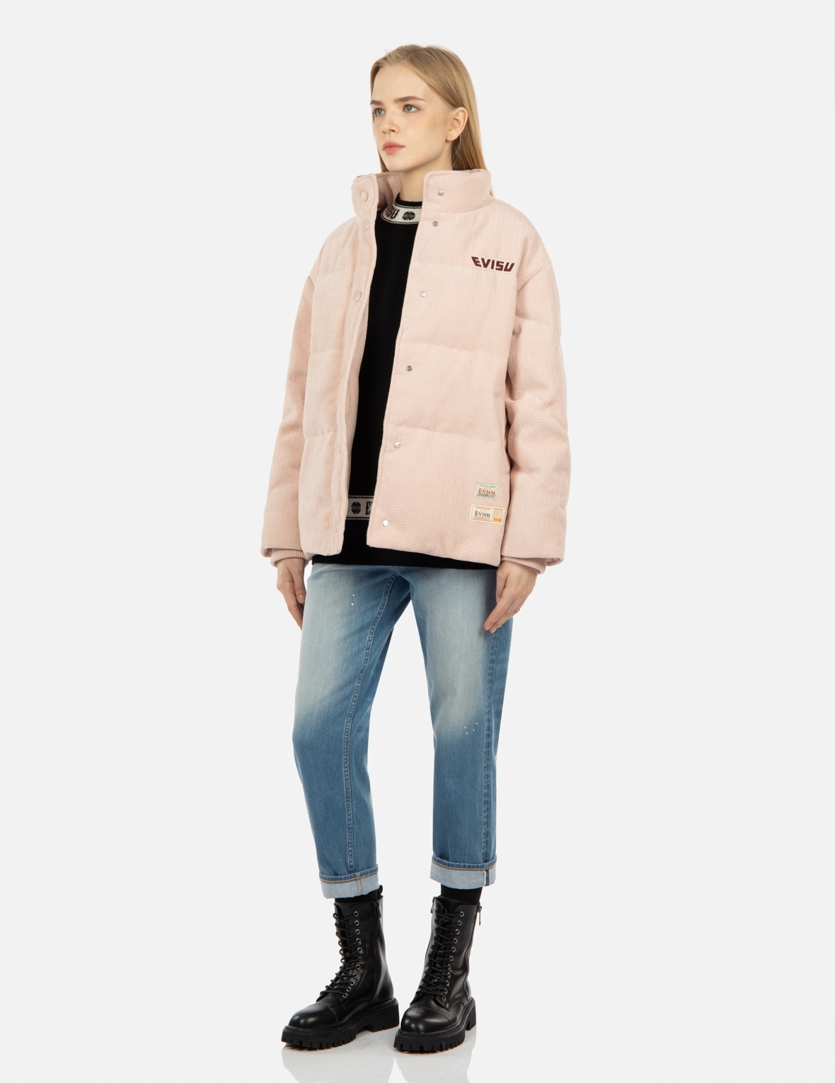 SEAGULL APPLIQUÉ CORDUROY DOWN JACKET - 4