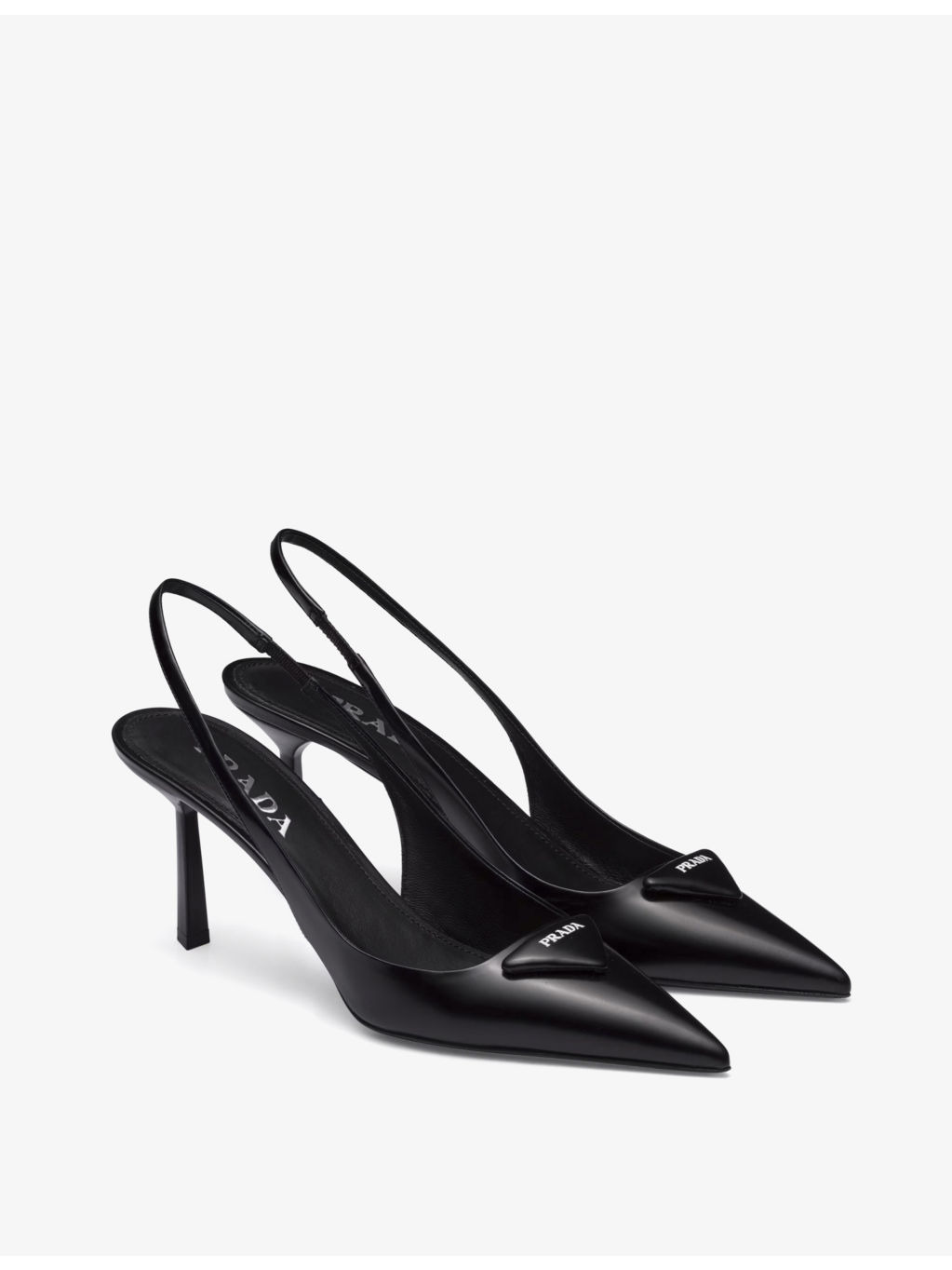 Logo-plaque slingback heeled leather pumps - 4