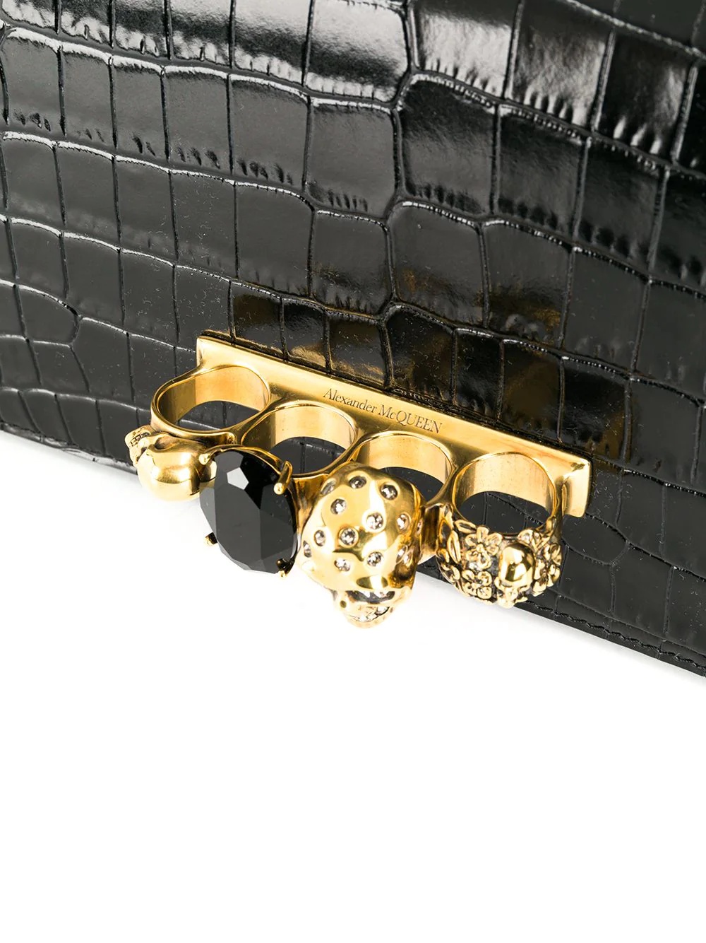 Jewelled crocodile-effect satchel - 4