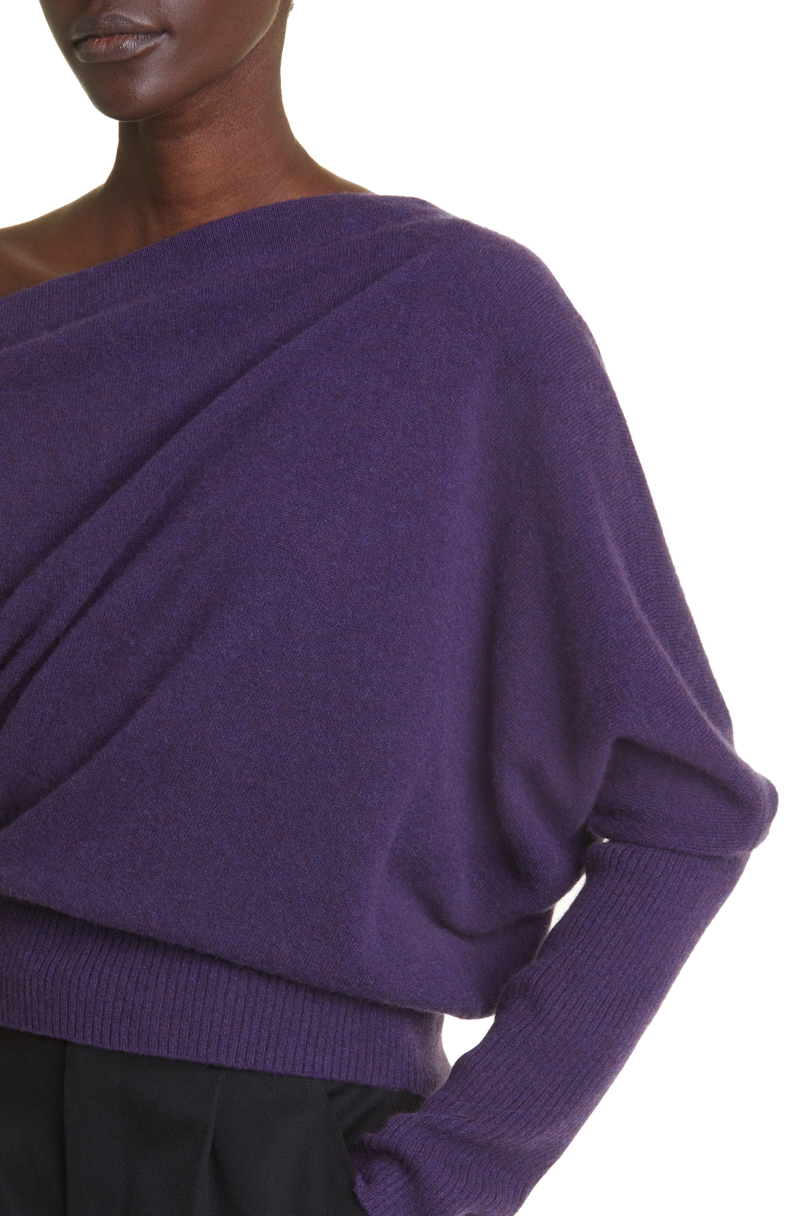 Altuzarra Paxi One-Shoulder Cashmere Sweater in Deep Amethyst at Nordstrom, Size Small - 4