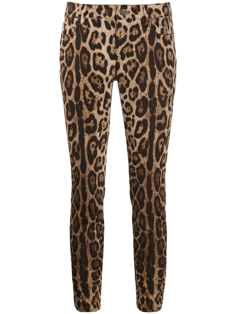 leopard print cropped jeans - 1