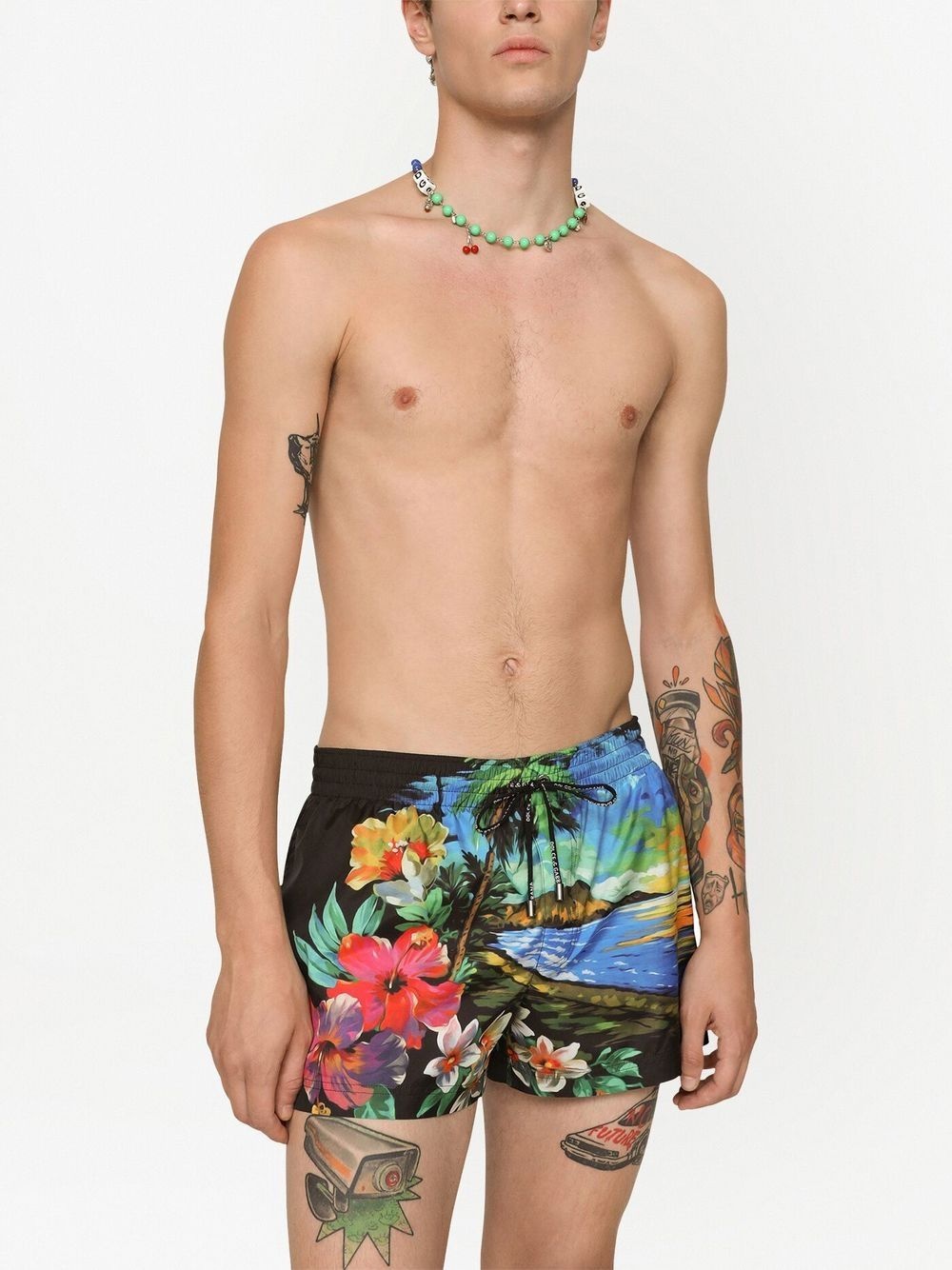Hawaiian print swim shorts - 3