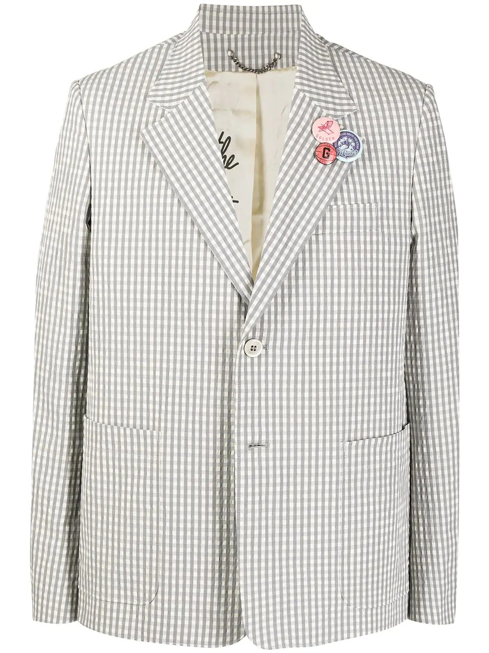 gingham-check single-breasted blazer - 1