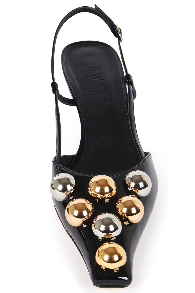RITA BIG KITTEN HEEL WITH SILVER AND GOLD EMBELLISHMENTS BLACK 3
