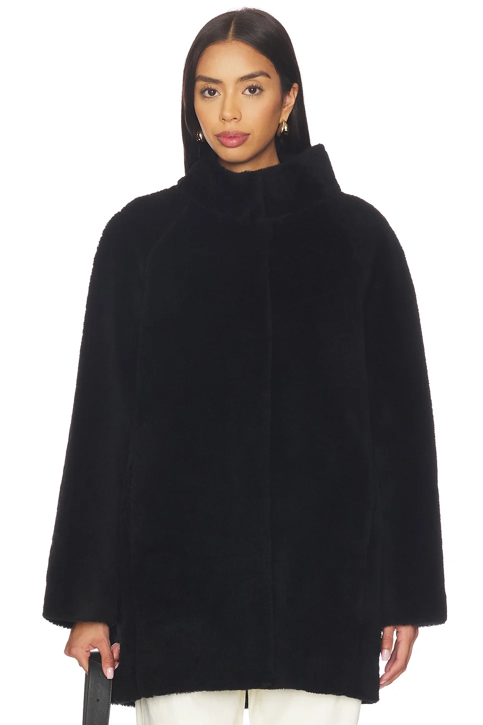 Shearling High Neck Mid Length Jacket - 1