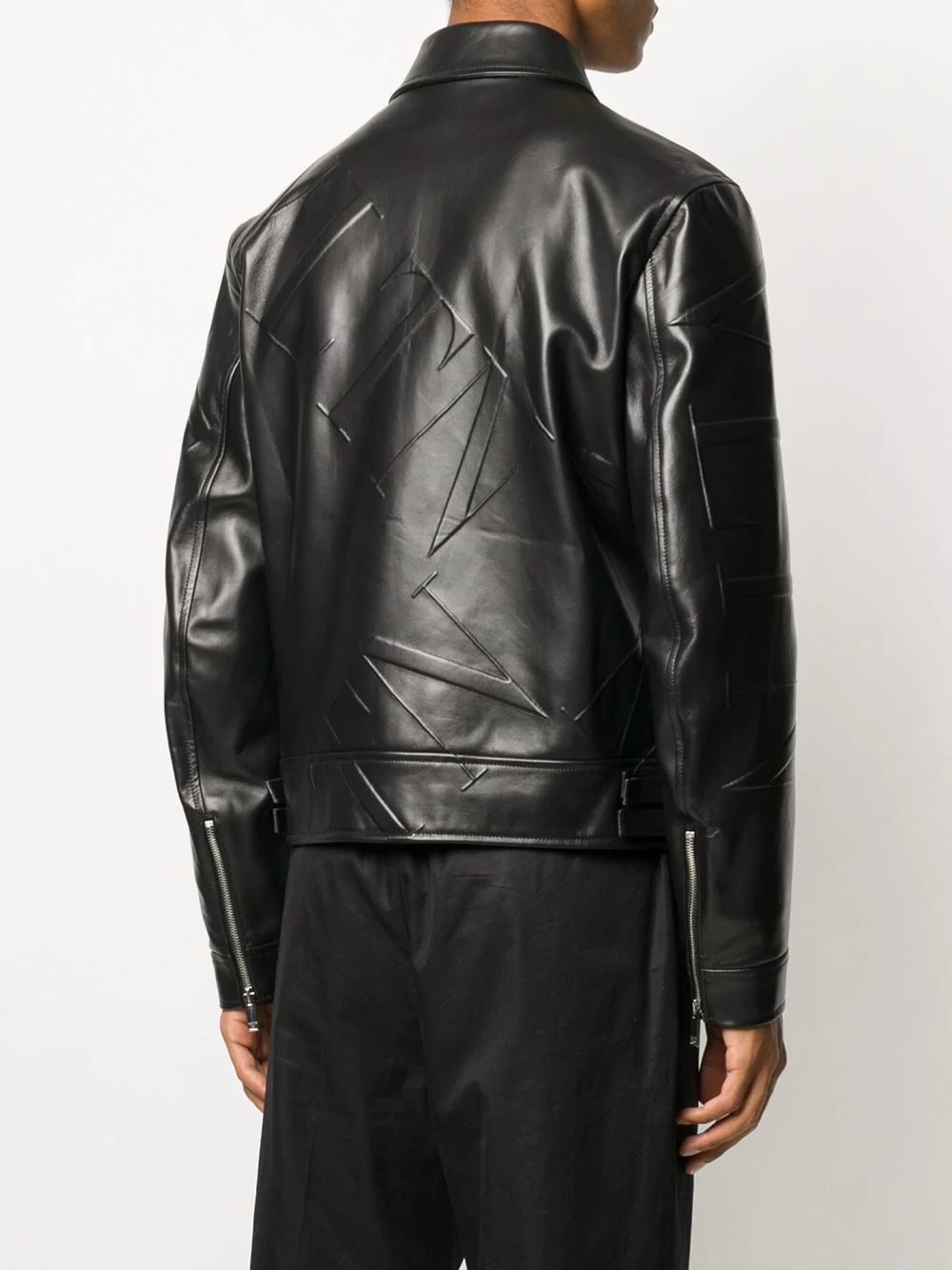 VLTN-logo leather jacket - 4