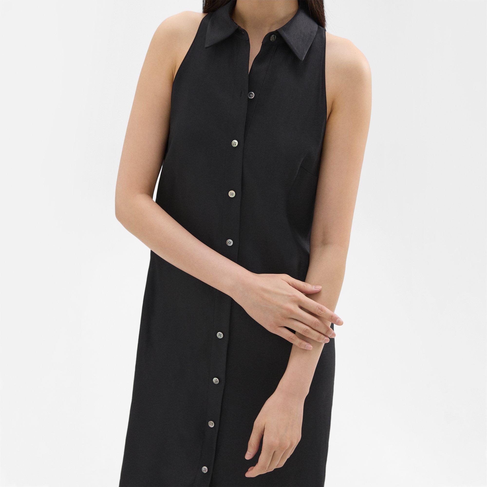 Halter Neck Shirt Dress in Linen-Viscose - 5