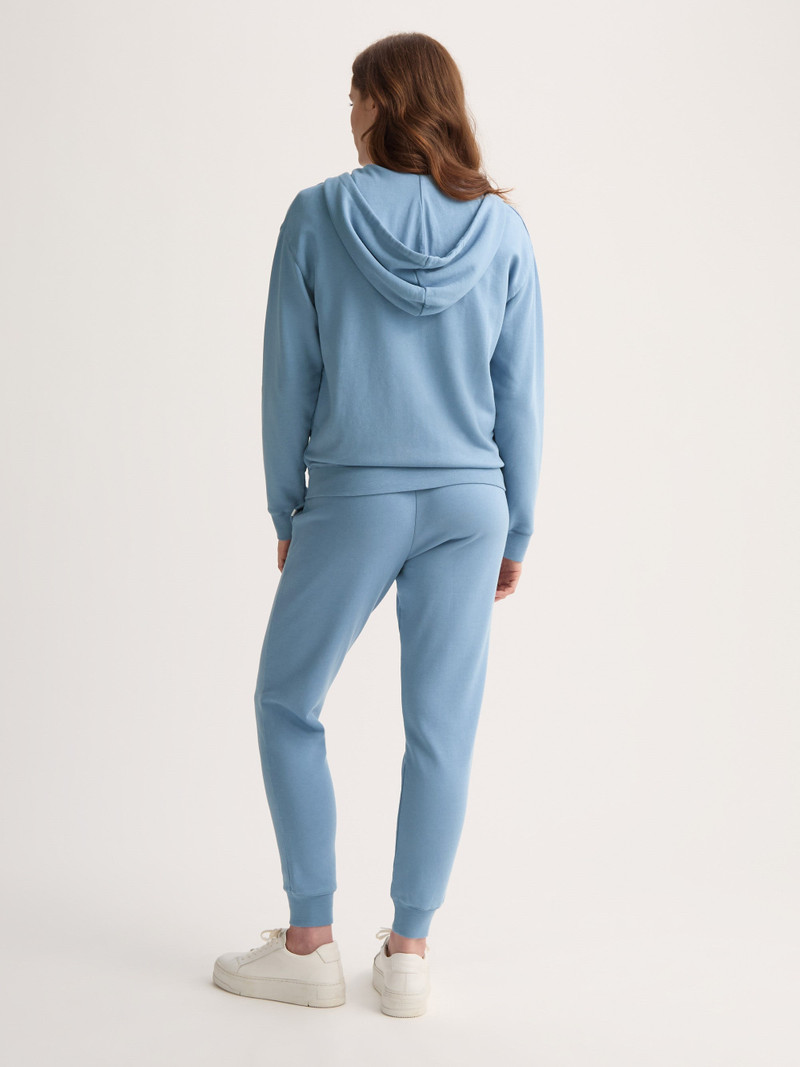 Women's Zip Up Hoodie Quinn Cotton Modal Soft Denim Blue 3