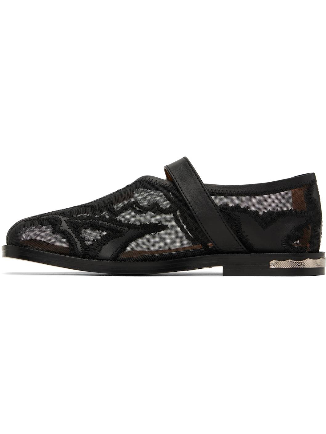 Black Mesh & Leather Loafers - 3