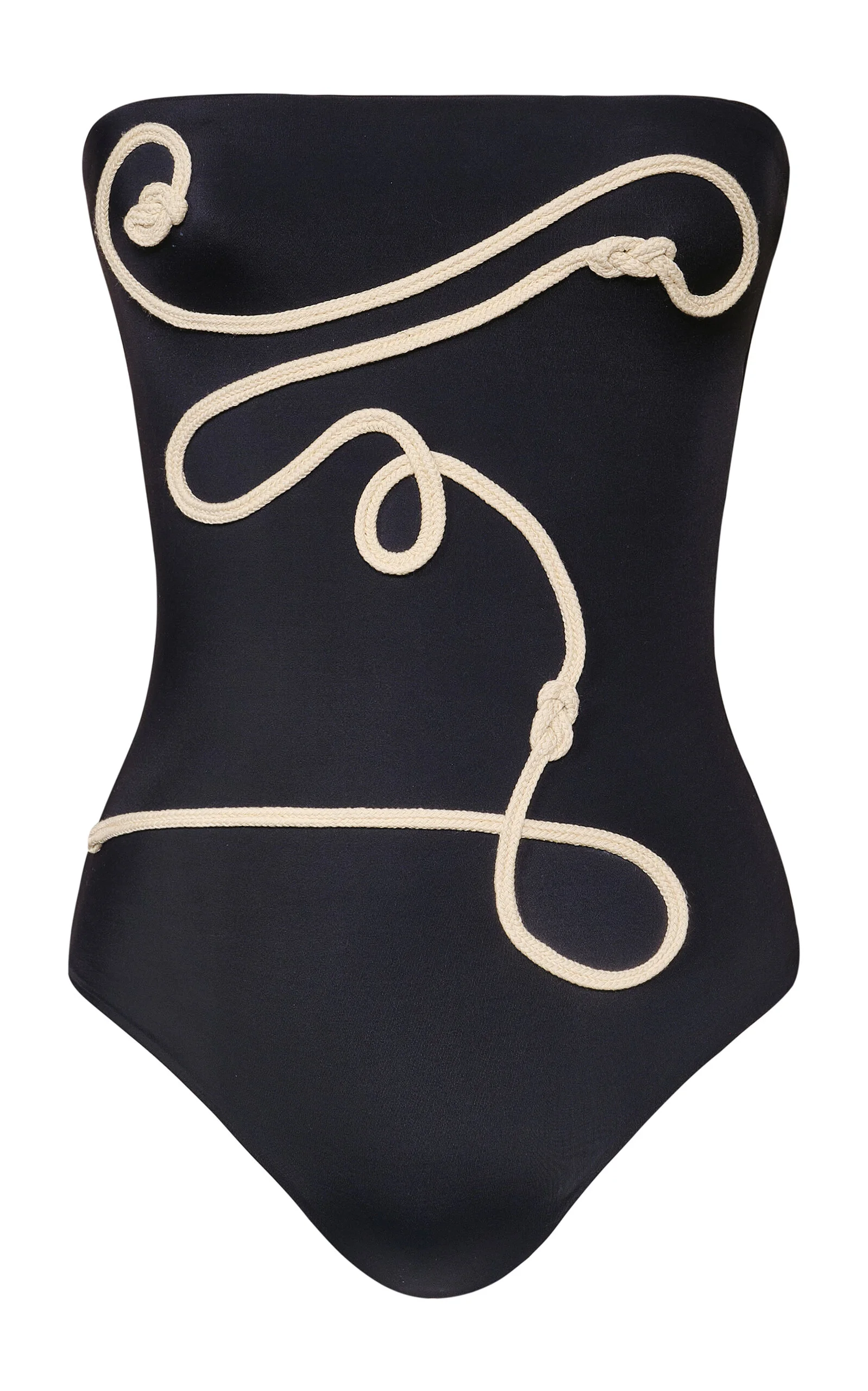 Palmy Texture Strapless One-Piece Swimsuit black - 1