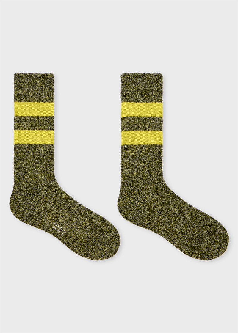 Paul Smith Black and Yellow Twisted Wool-Blend Socks outlook