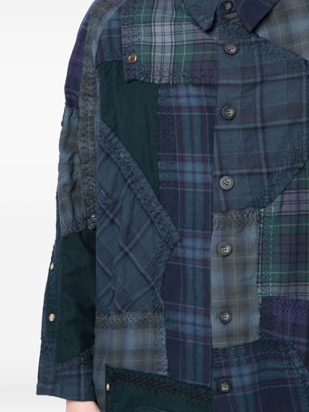 patchwork button-up shirt - 5