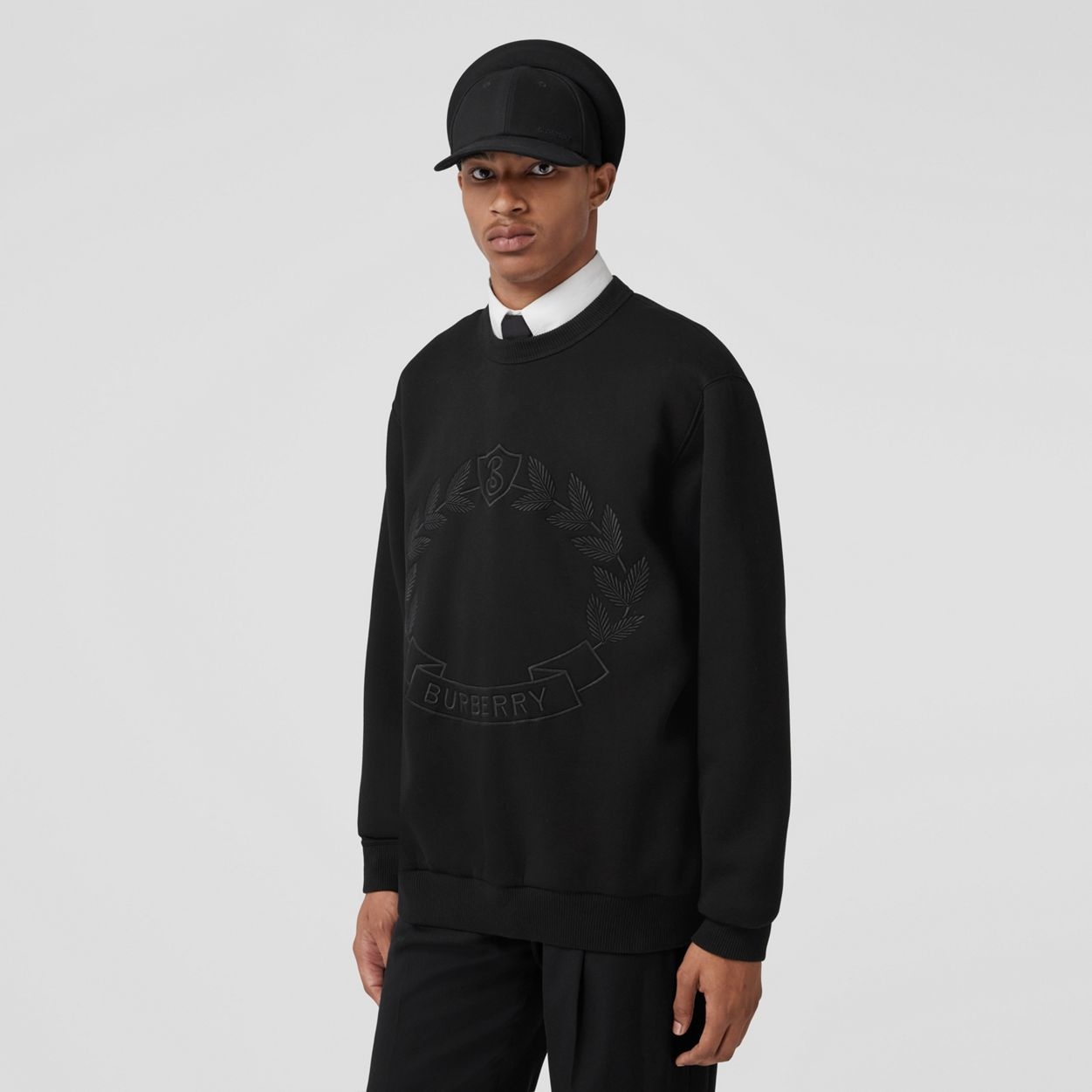 Embroidered Oak Leaf Crest Cotton Sweatshirt - 5