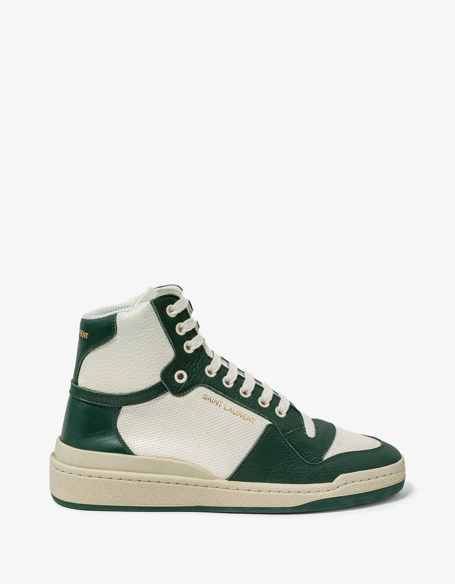 Saint Laurent White & Green SL/24 Mid Top Trainers - 2