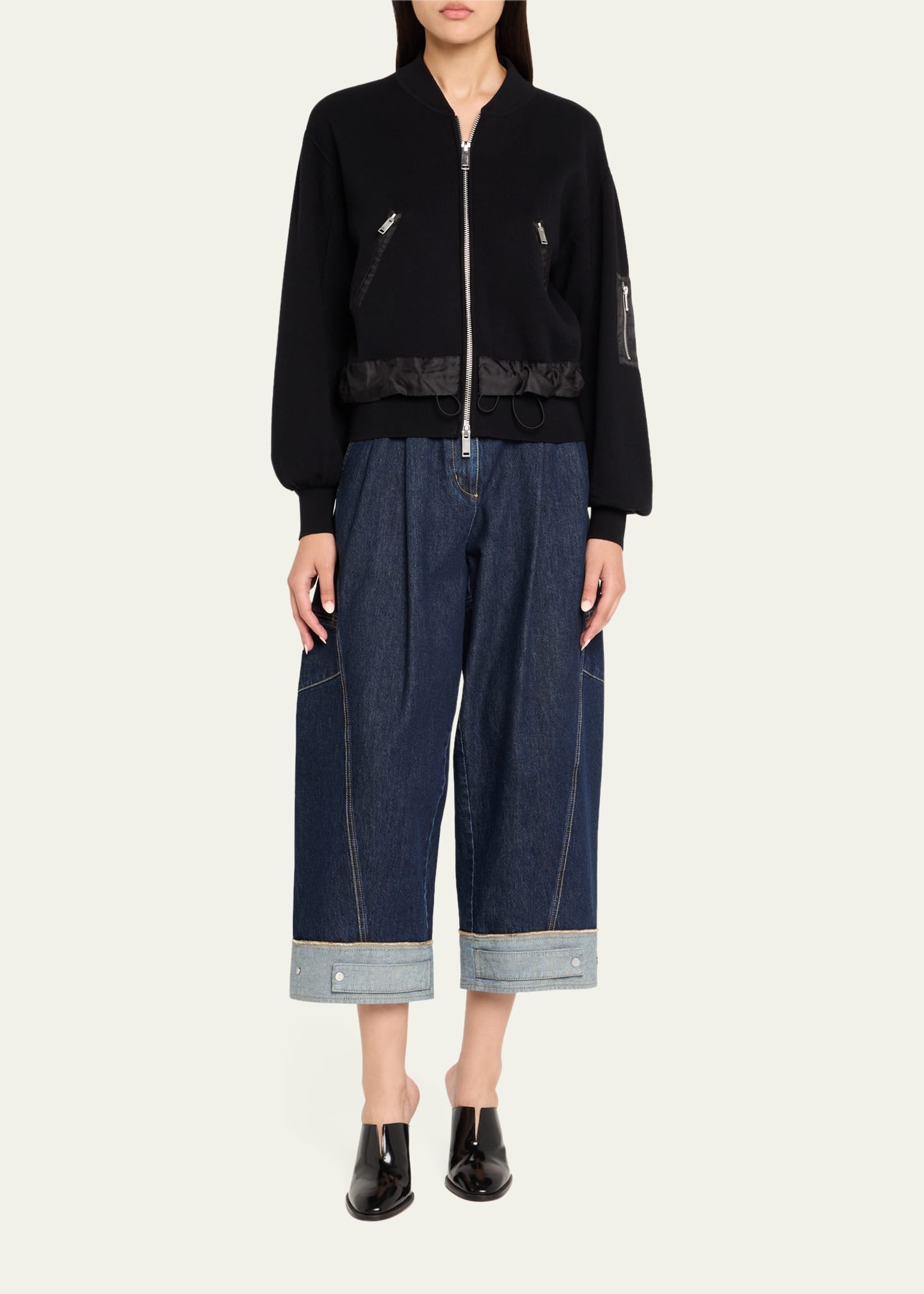 Curved Wide-Leg Cropped Jeans - 2