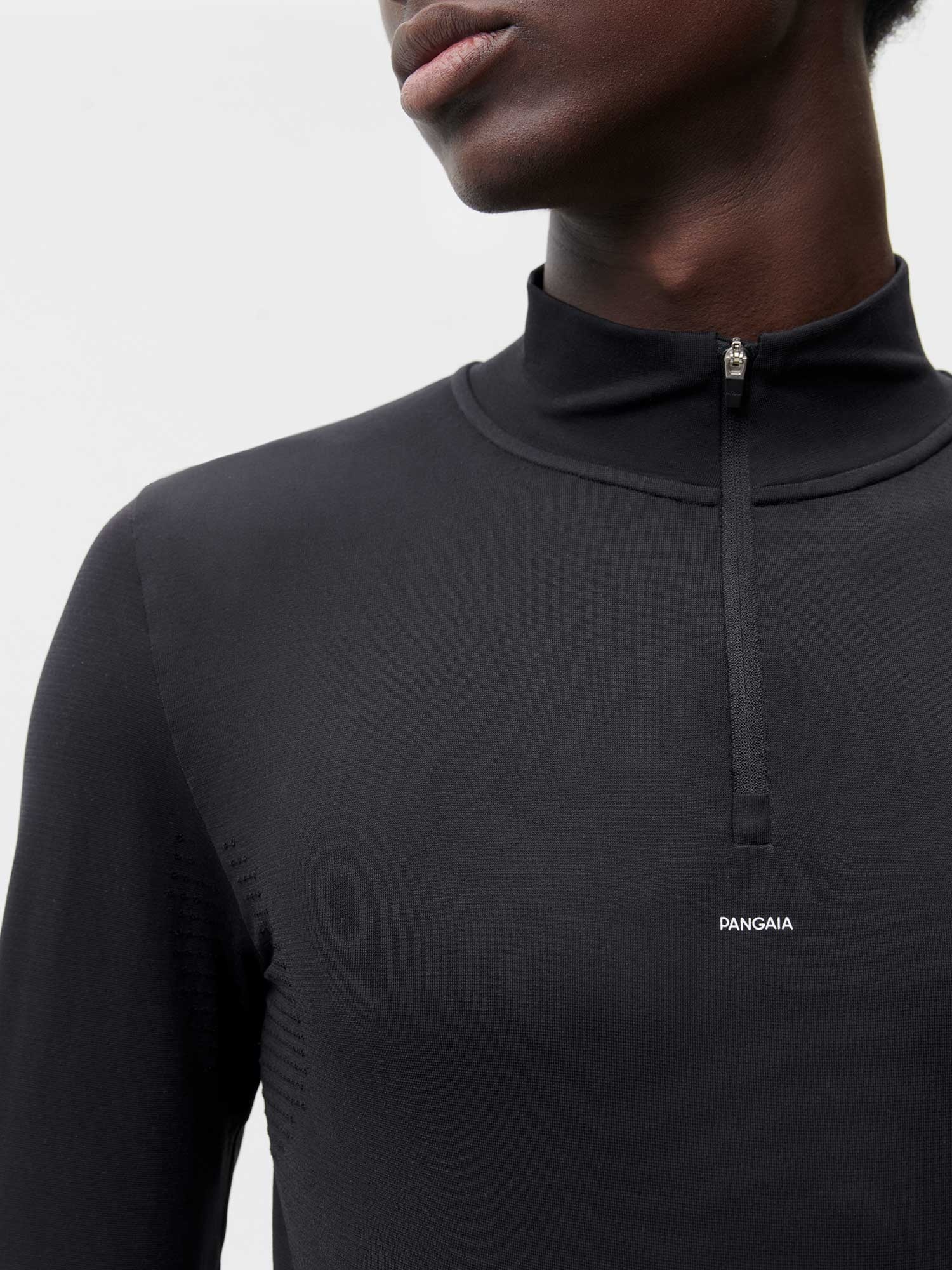 Mens Men's Plant-Stretch Long Sleeve Half-Zip Top - Black - 4
