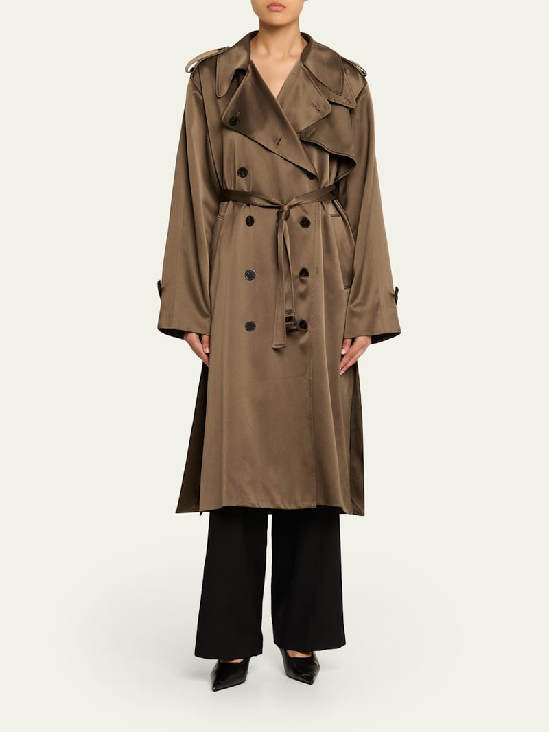 HEIRLOME Maggie Belted Silk Trench Coat outlook