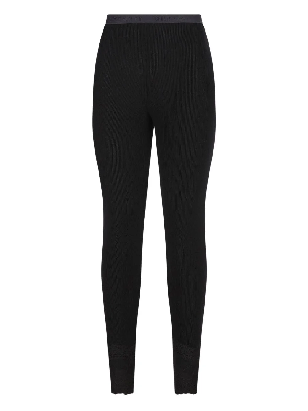 ribbed lace-detailed leggings - 1