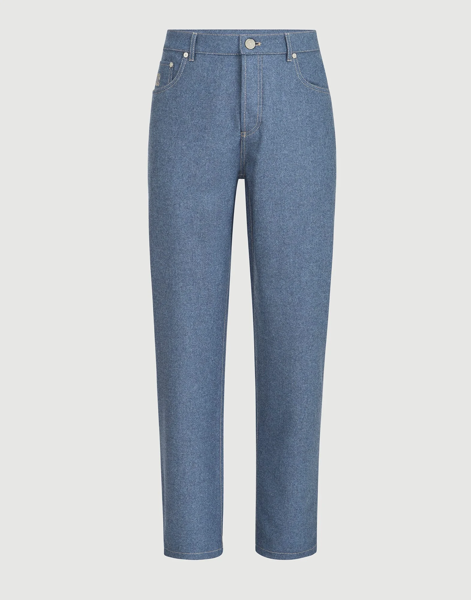 Virgin wool flannel five-pocket trousers - 1