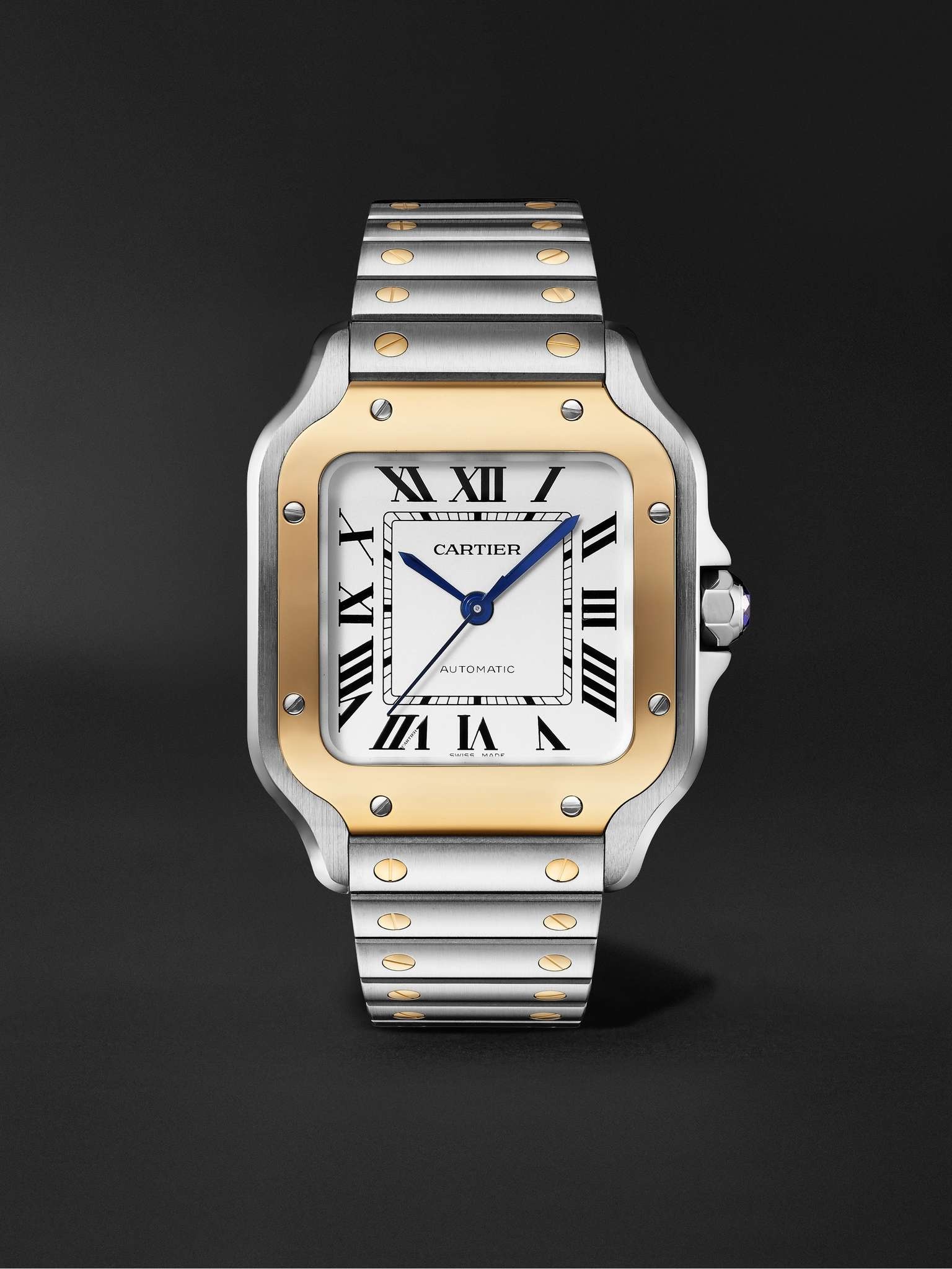 Santos de Cartier Automatic 35.1mm Interchangeable 18-Karat Gold, Stainless Steel and Leather Watch, - 1