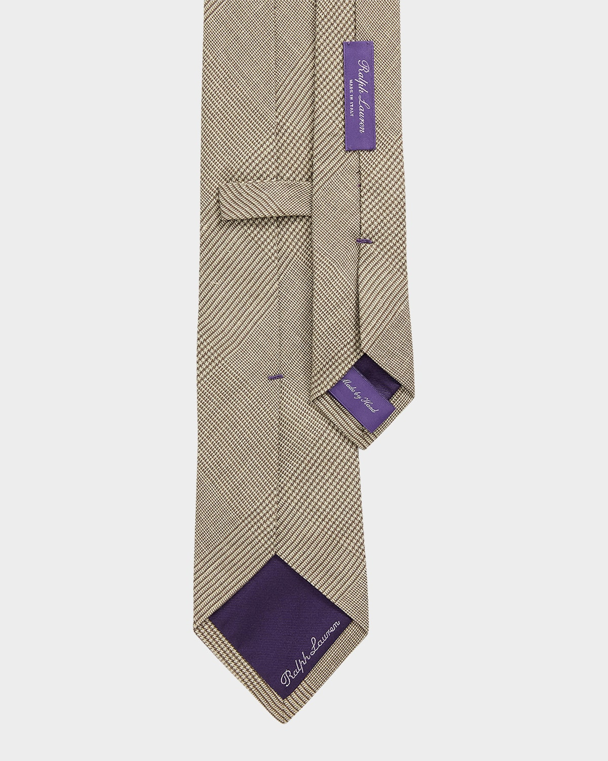 Men's Linen and Mulberry Silk Glen Plaid Tie - 3
