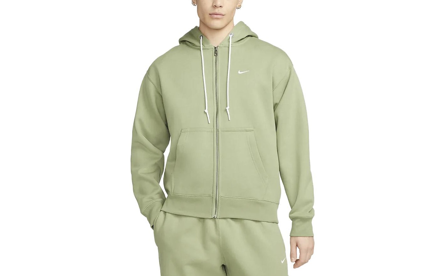 Nike Solo Swoosh Full-Zip Hoodie 'Oil Green' DR0404-386 - 3