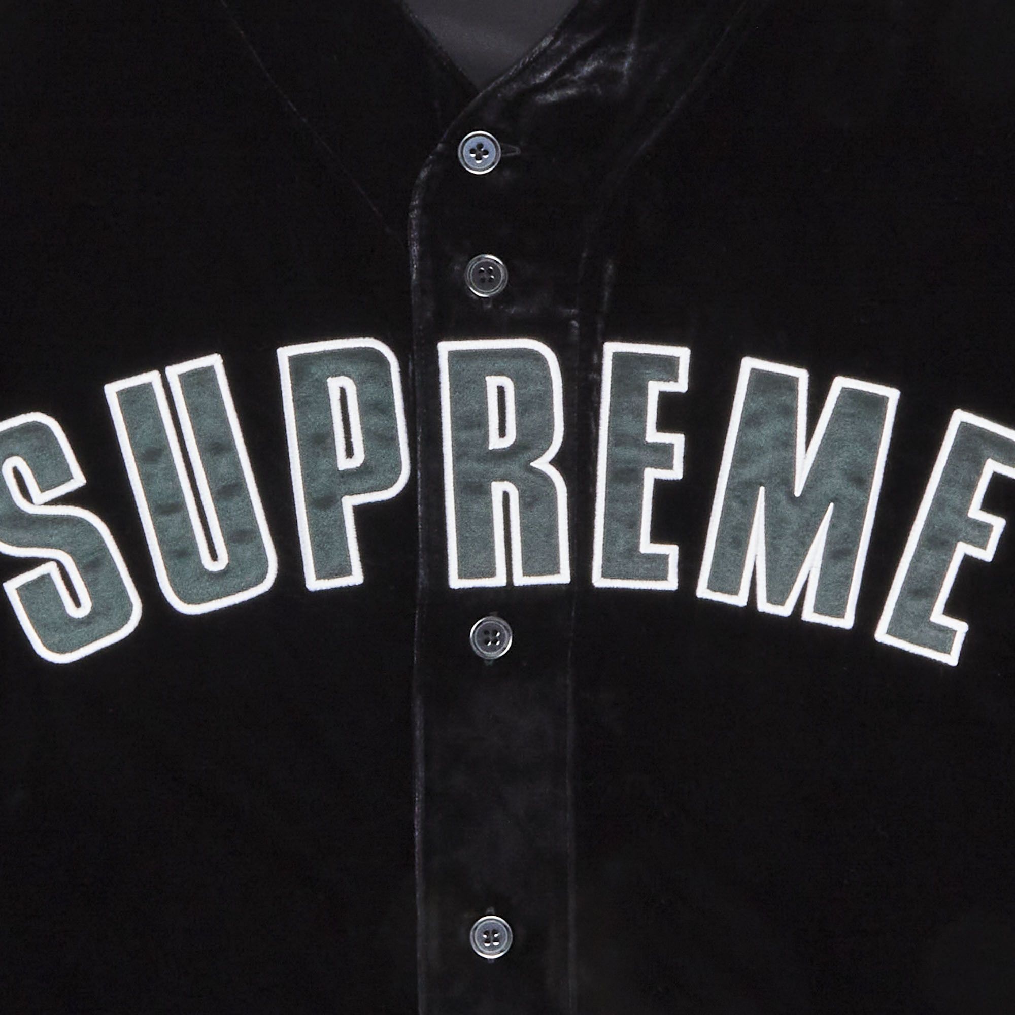 Supreme Velvet Baseball Jersey 'Black' - 3