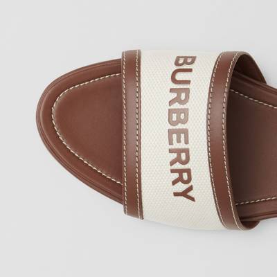 Burberry Logo Print Canvas and Leather Sandals outlook