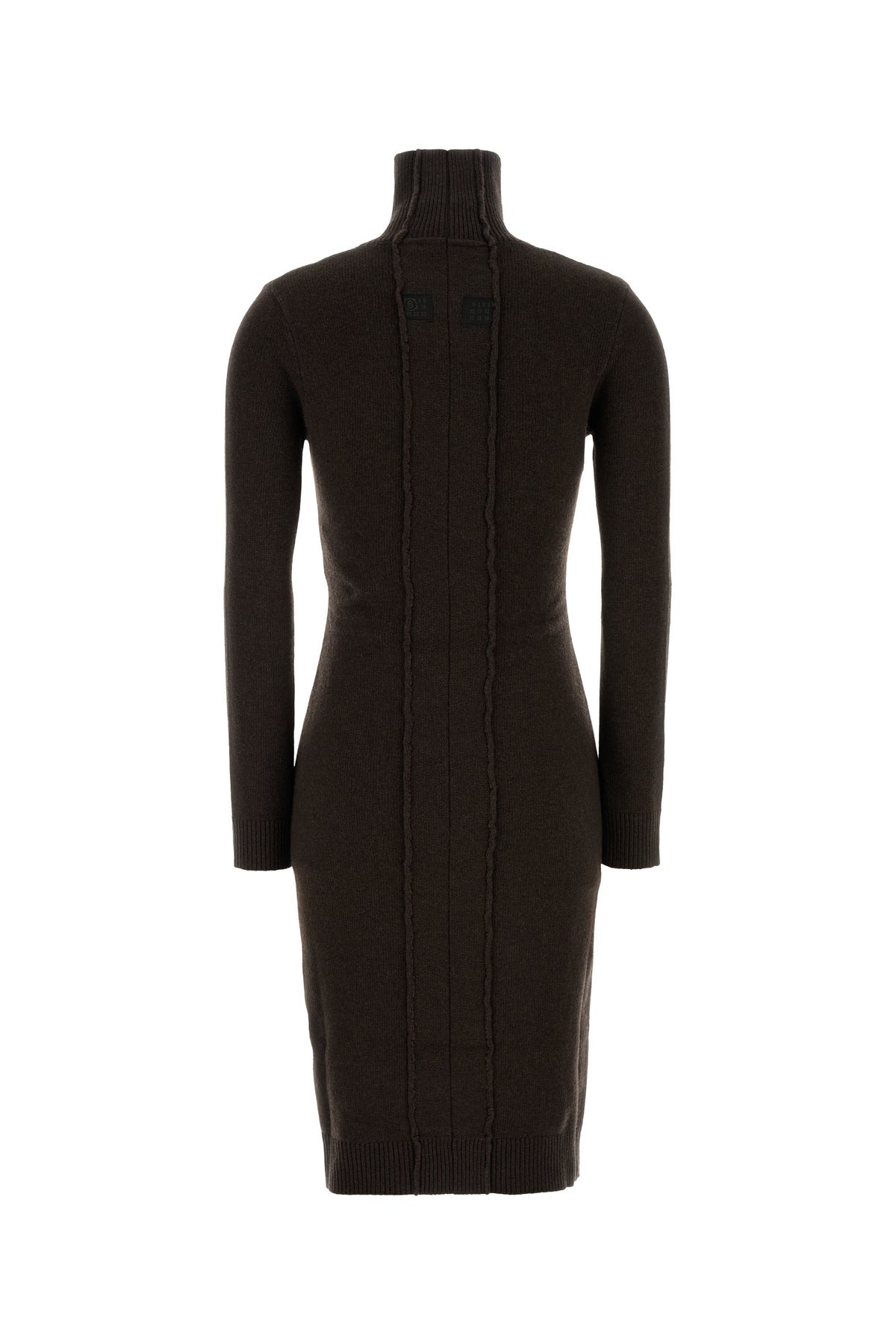 Dark brown wool blend sweater dress - 2
