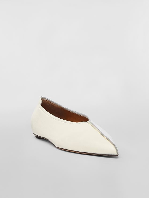 POINTED TOE BALLERINA IN SOFT TWO-TONE NAPPA LEATHER - 2