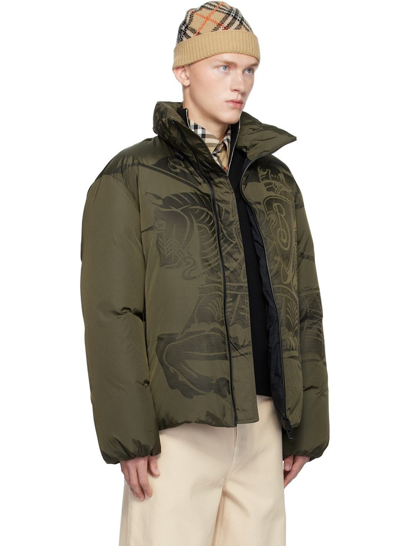 Khaki EKD Nylon Puffer Down Jacket 2