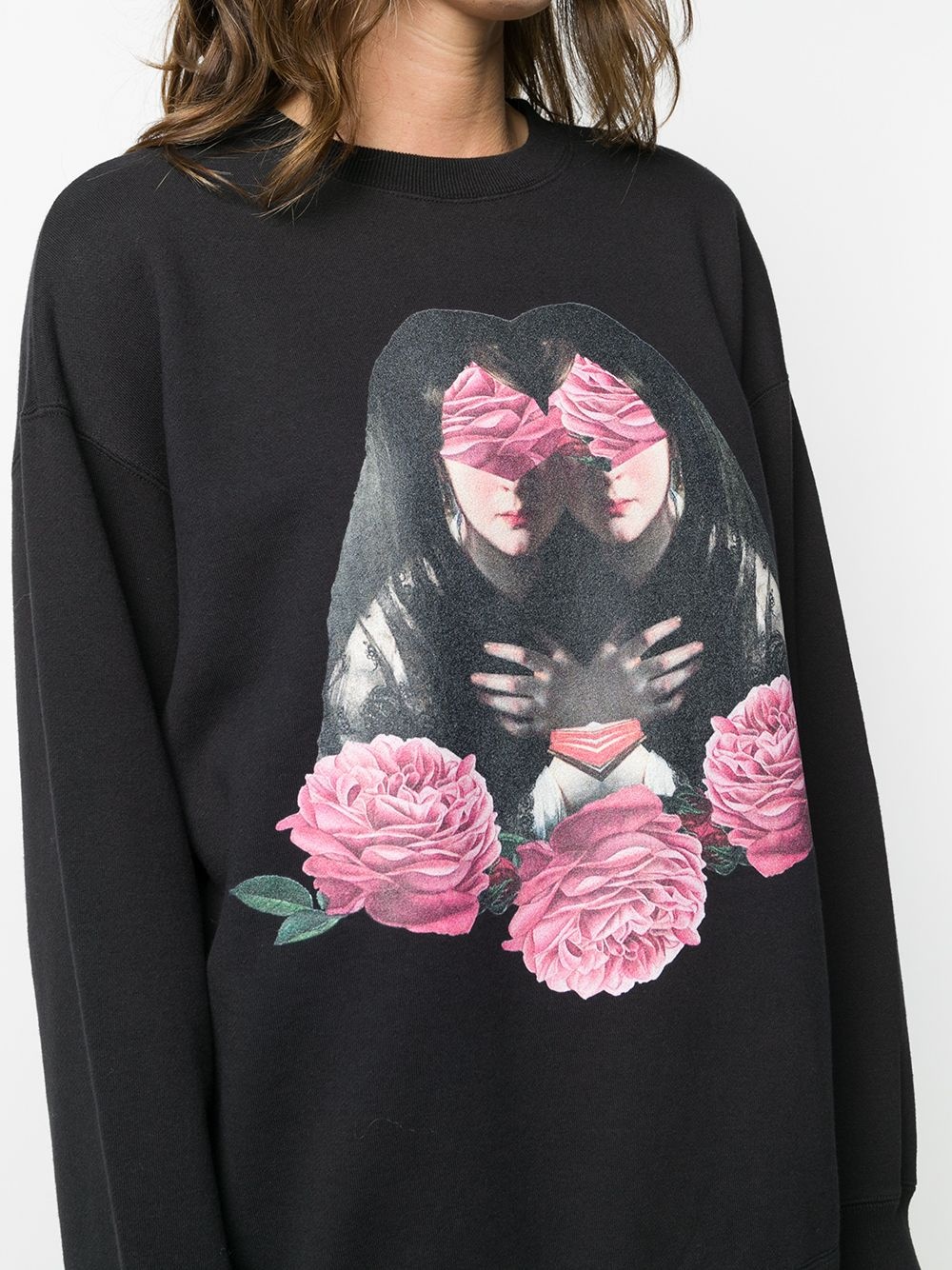 mirrored rose graphic sweatshirt - 5