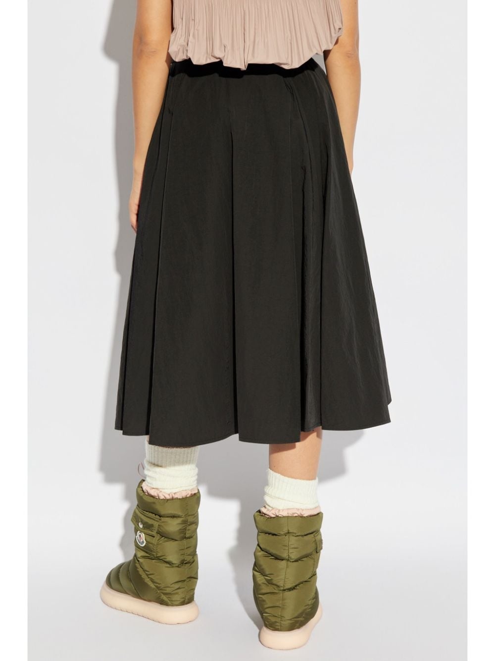 logo-patch belted-waist skirt - 4