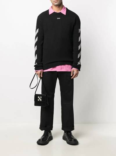 Off-White logo-print striped jumper outlook