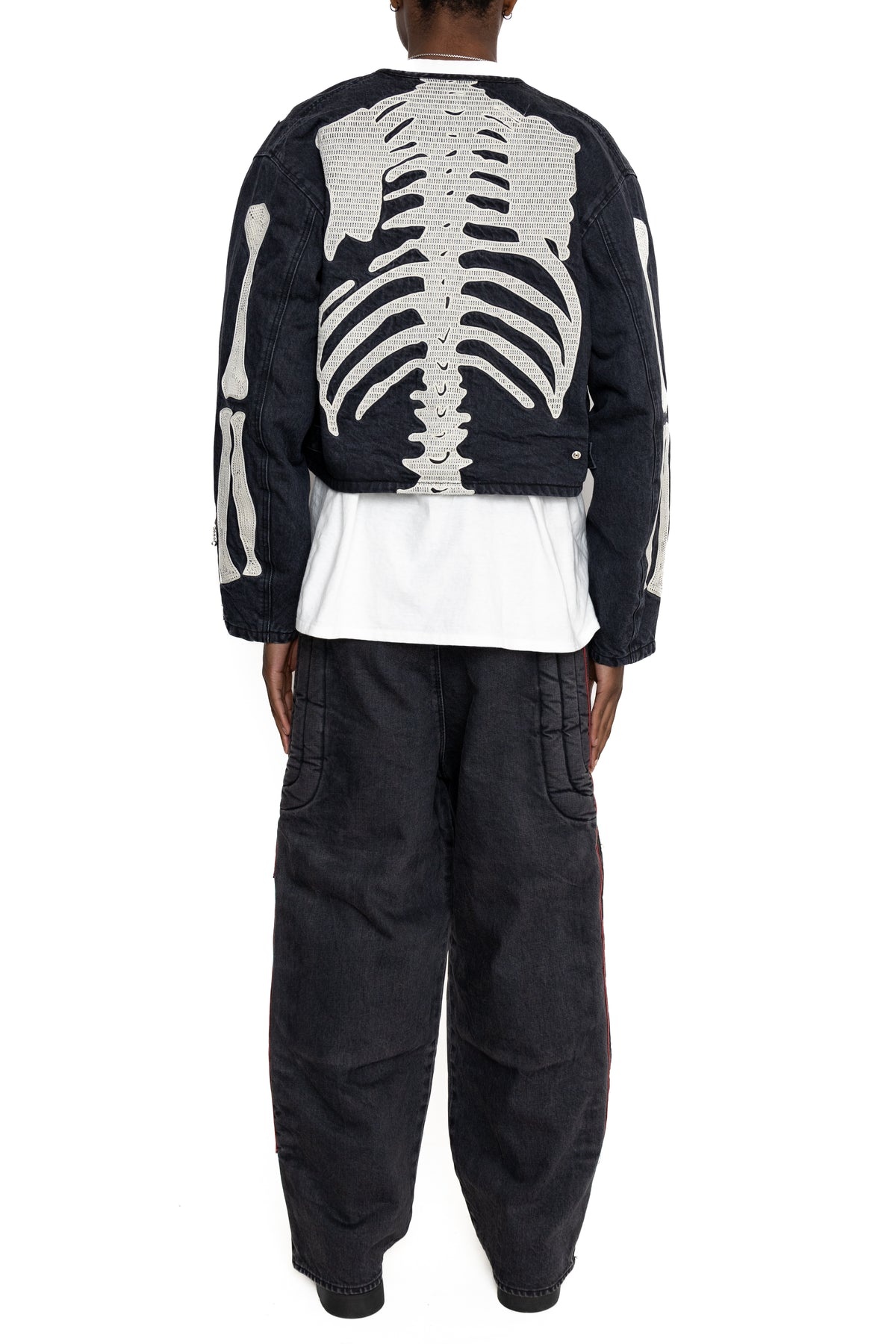 14oz BLKxBLK Denim Motocross Jacket (BONE) - 5