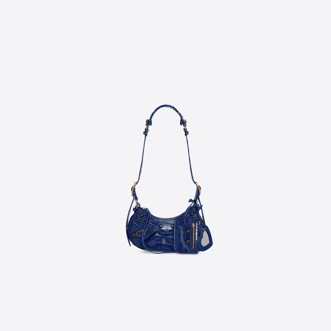 Women's Le Cagole Xs Shoulder Bag Crocodile Embossed in Indigo - 1