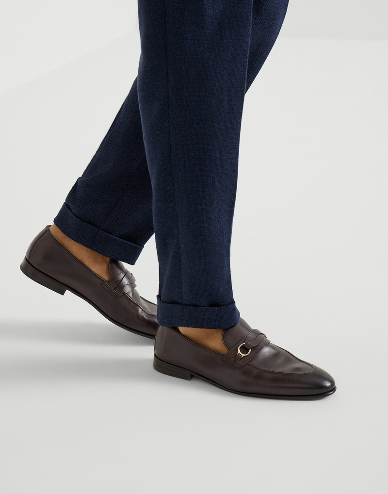 Soft waxed calfskin loafers with bit detail 5