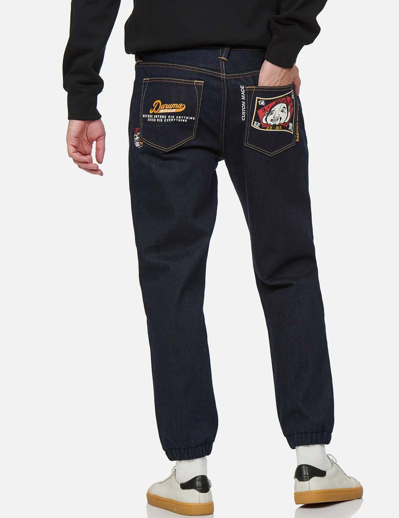 GODHEAD AND DARUMA CALLIGRAPHY POCKET DENIM JOGGER PANTS 3