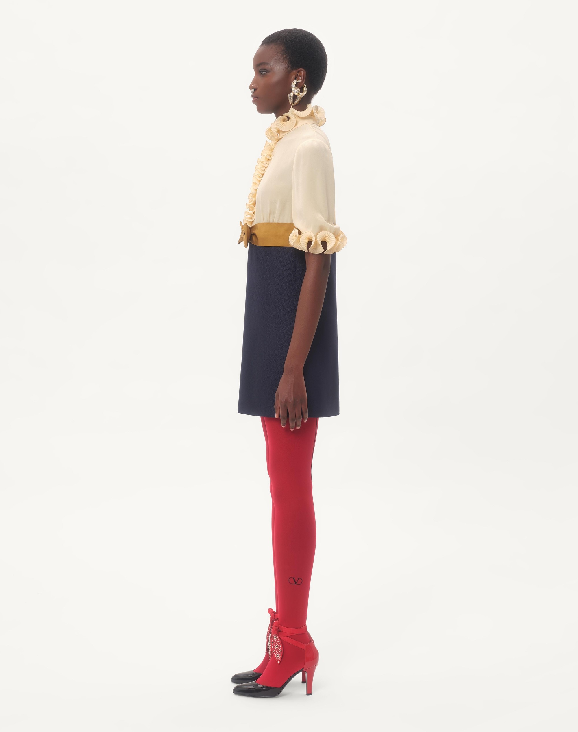 CREPE DE CHINE AND VISCOSE SHORT DRESS - 7