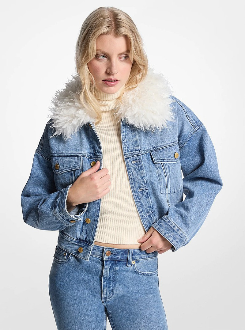 Faux Fur Collar Denim Jacket 1