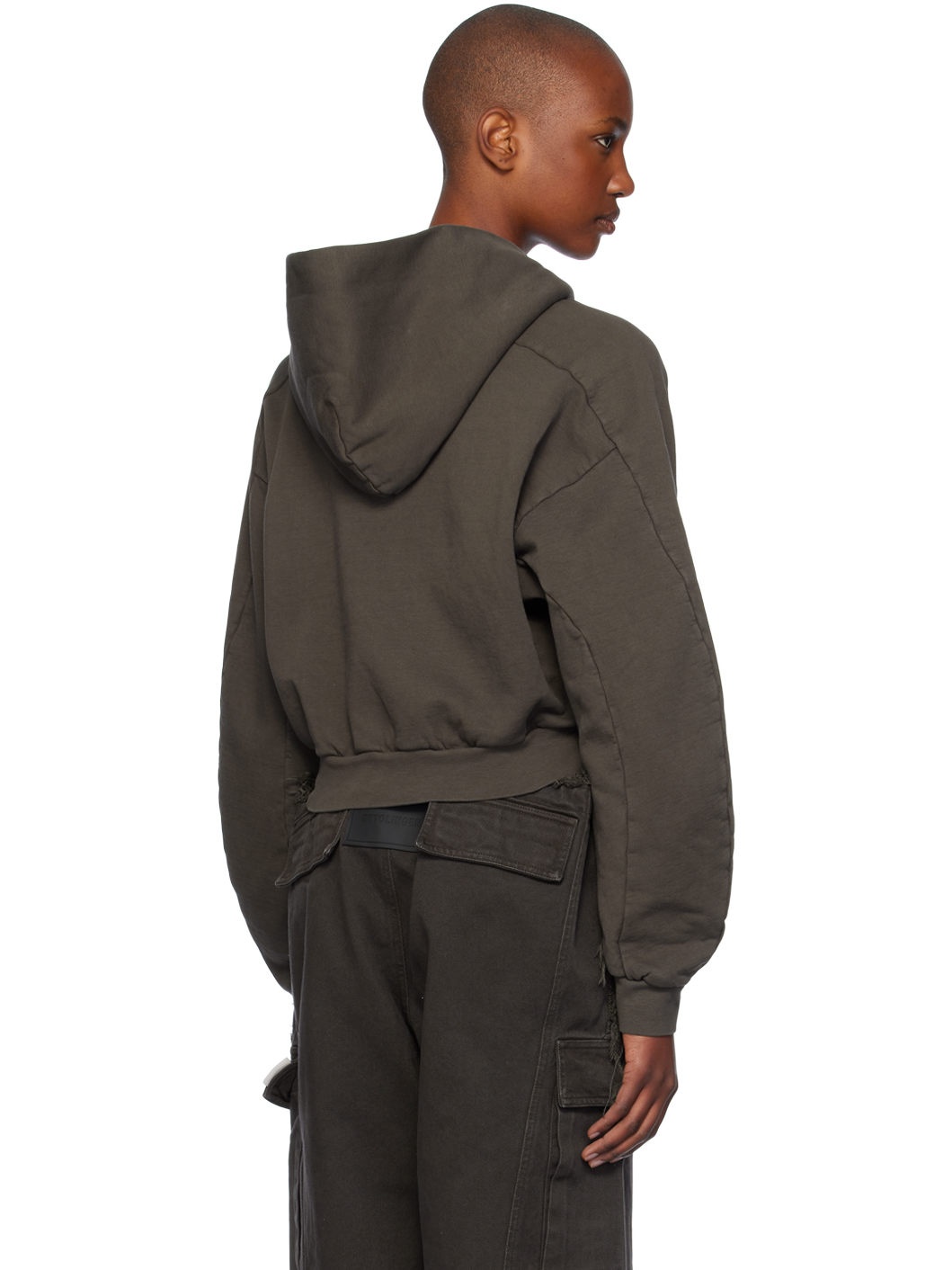 Brown Multiline Zip Hoodie - 3