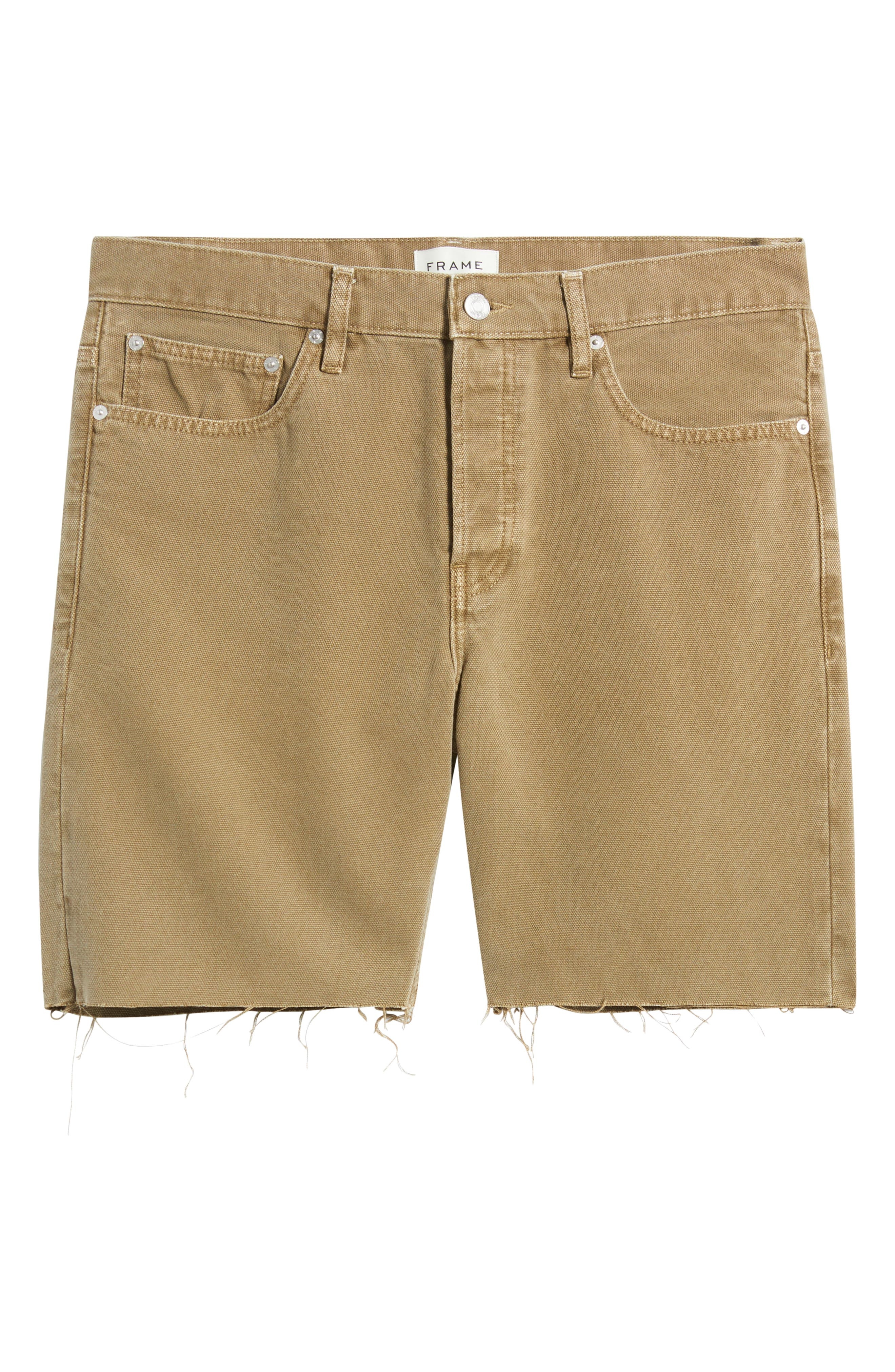 FRAME Raw Hem Relaxed Denim Shorts in Light Brown at Nordstrom - 5
