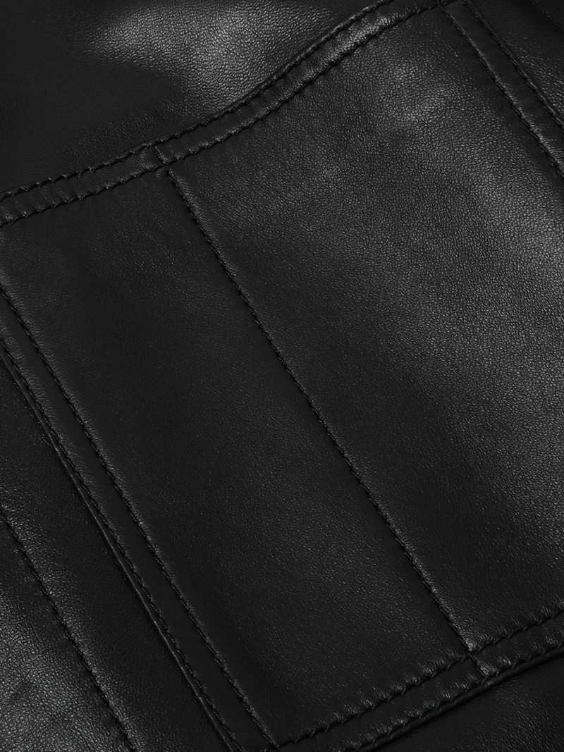 Panelled Leather Jacket Black 5