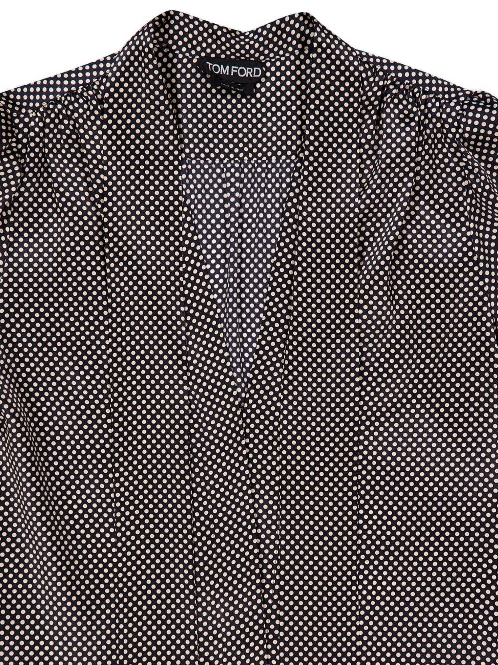 polka-dot tie-neck blouse - 3